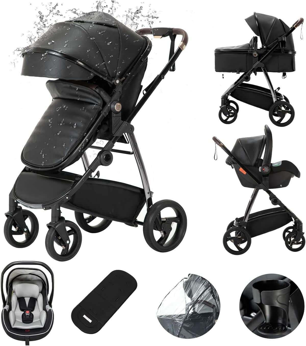 Avis poussette Kakbgee Cuirs 3 en 1 : citadine polyvalente pour bébé