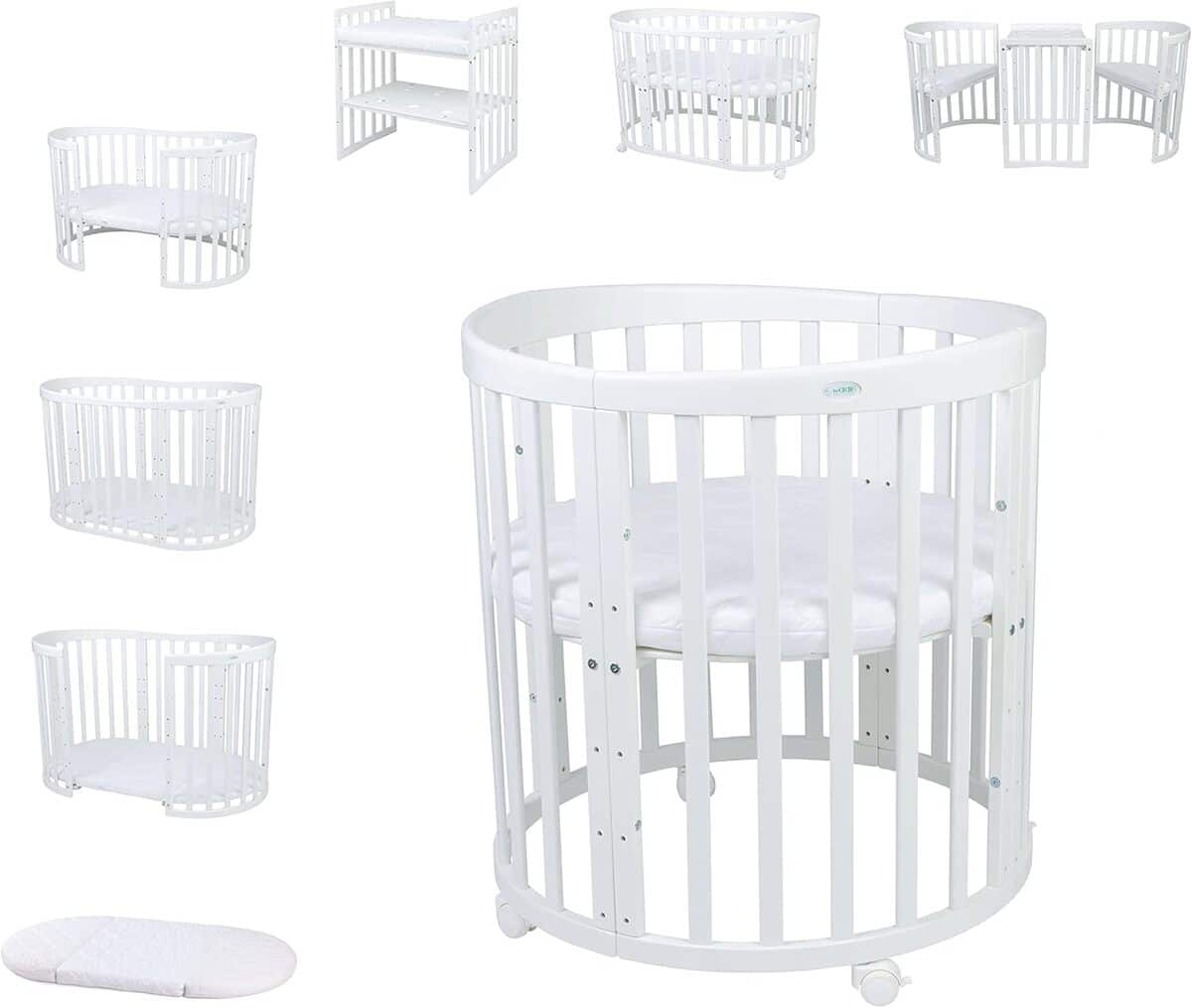 Test : lit évolutif Waldin OWAL Baby Bed 7in1 en bois blanc