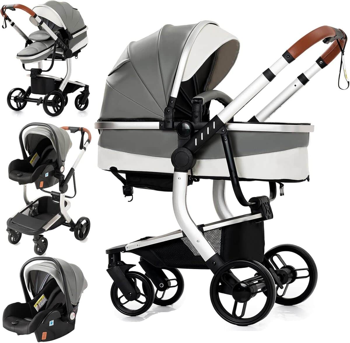 Test : poussette Reenborn Cuir PU 518 Grey