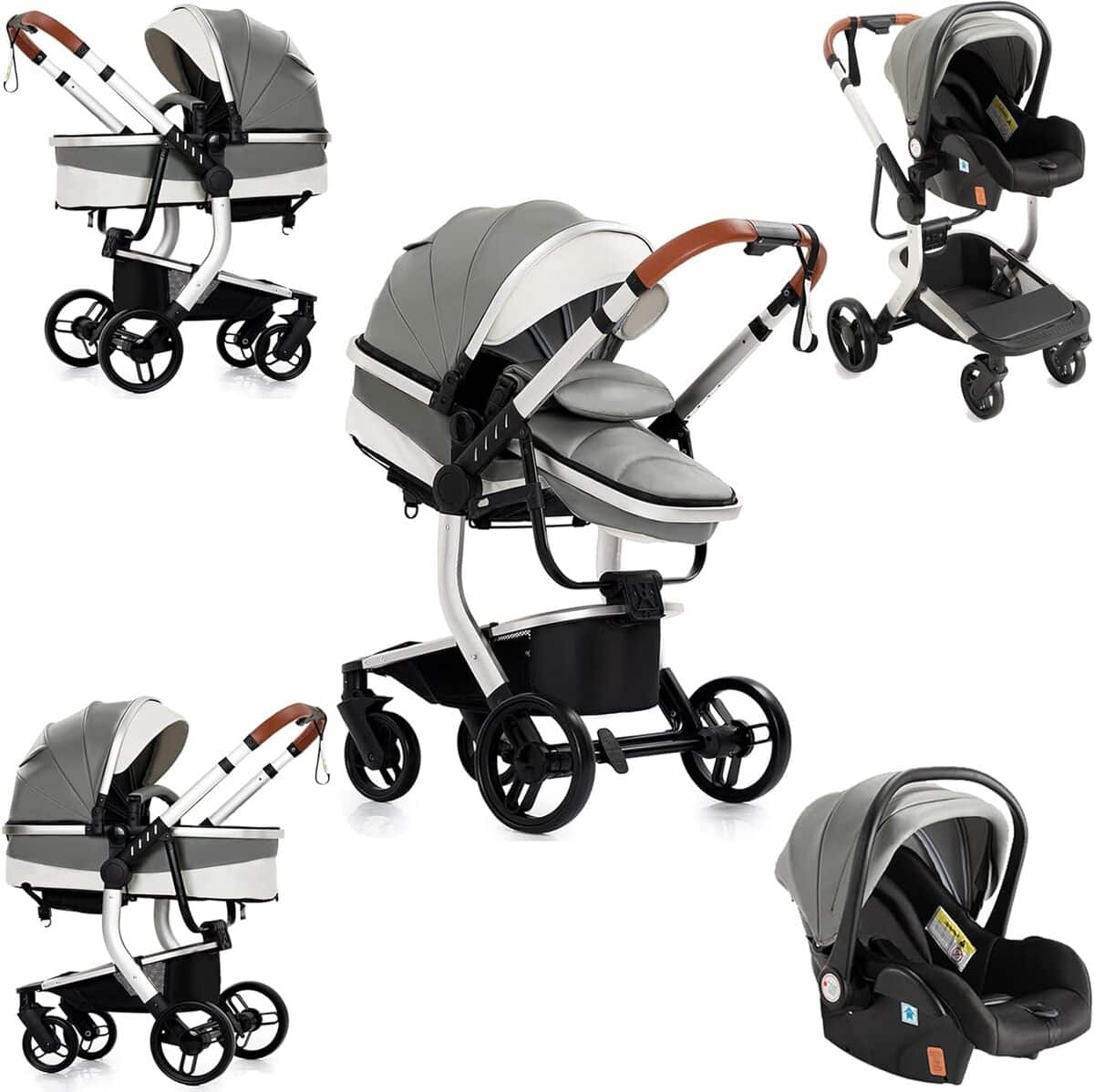 Test de la poussette 3 en 1 Sianldcone cuir PU (518 Grey)