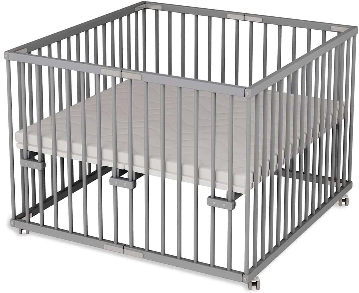 Test du parc pliable Sämann 100x100 cm gris avec matelas