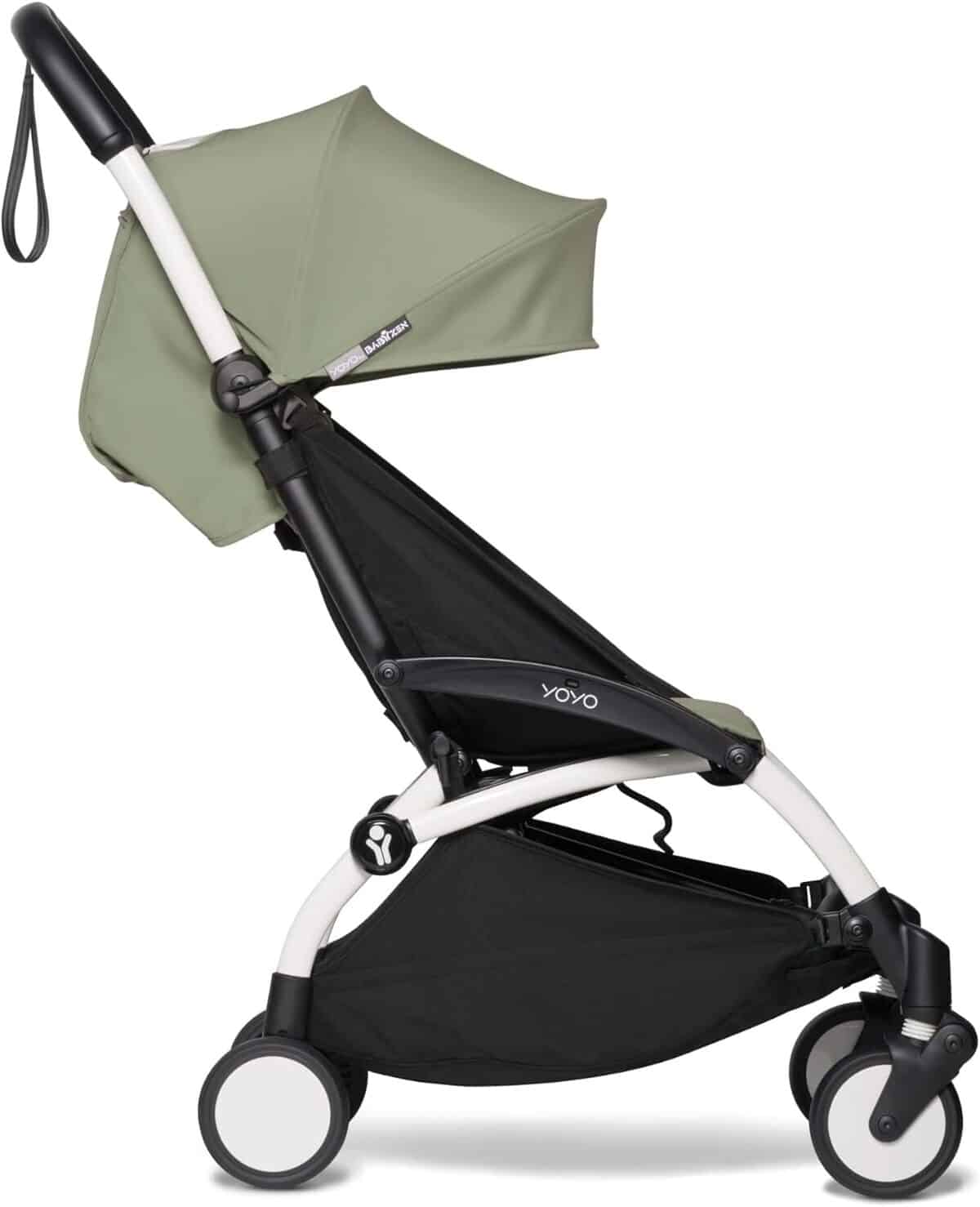 Test de la poussette BABYZEN YOYO2 6+ : cadre blanc et capote olive