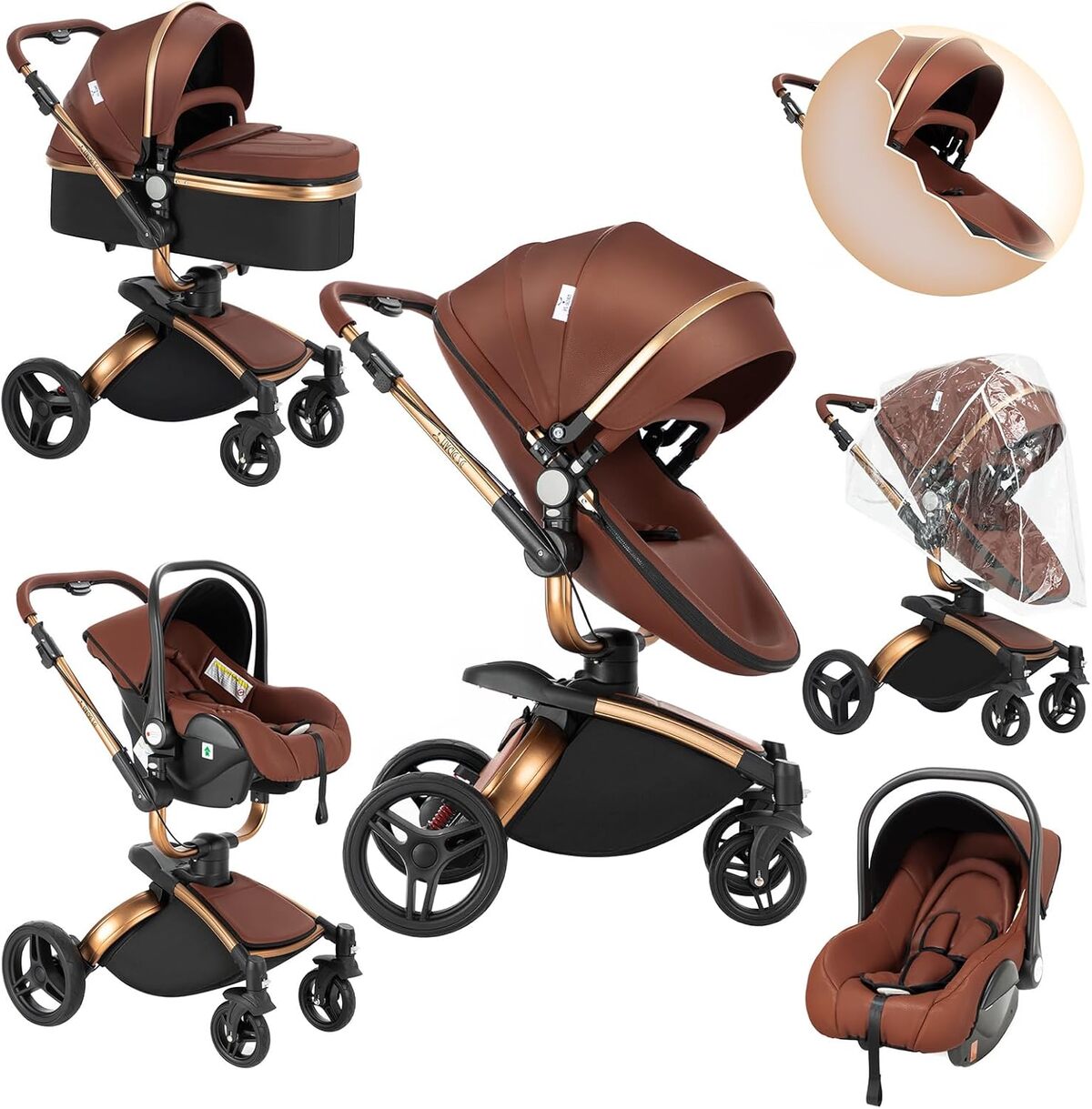 Test : poussette Sianldcone 3 en 1 906 Brown pivotante à 360°