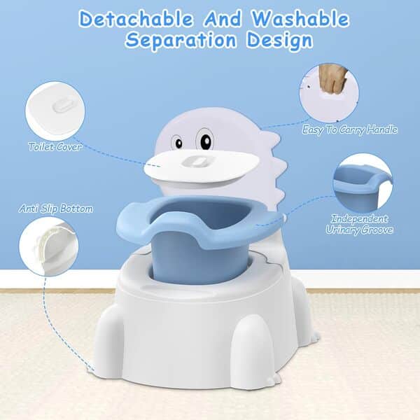 Siège de toilette pour bébé garçon et fille Dinosaure Confortable pour enfants de 1 à 6 ans Pot d'apprentissage de la propreté avec couvercle arrière