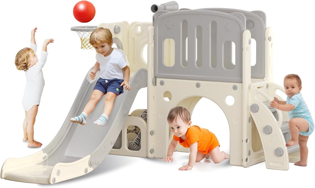 Test du toboggan hoopyosms pour tout-petits : escalade, basket et tunnel