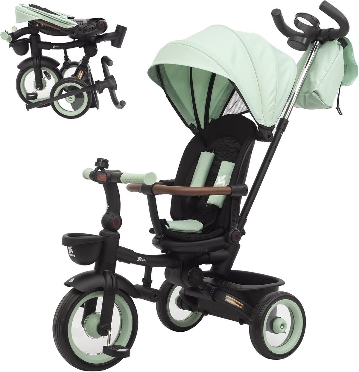 Test du tricycle évolutif Twinly sami pivotant 360° (vert)