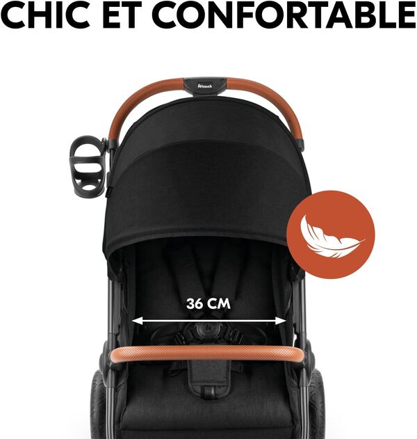 hauck Uptown Poussette Compacte Noir Chiné – dès la Naissance avec Dossier Inclinable, Siège Large jusqu’à 22 kg, Roues Caoutchouc, Suspension, UV 50+, Pliable, Hauteur Réglable, Grand Panier