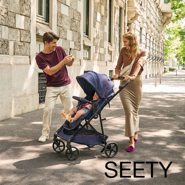 Chicco Trio Seety, Trio 3en1 avec Poussette, Nacelle et Siège Auto pour Bébé 40-80 cm, Comprenant la Poussette Seety avec Châssis Ultraléger, Système Modulaire Léger et Compact, 0 Mois - 4 Ans