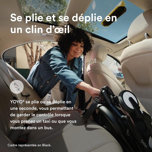 Poussette Stokke YOYO3 6+ - Cadre blanc + pack couleur 6+ taupe + capote - Pliage facile, légère et compacte - Compatible bagage cabine
