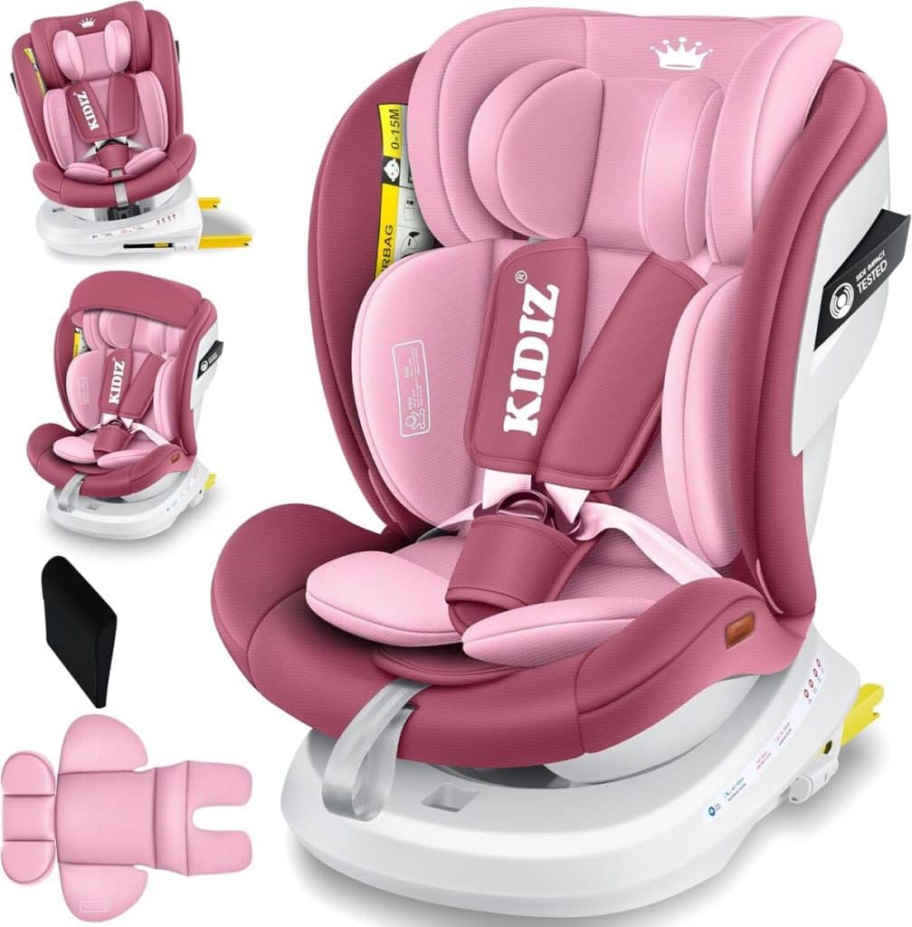 Test : siège auto pivotant KIDIZ® Isofix 360° (rose)