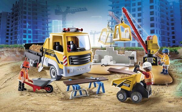 PLAYMOBIL City Action 70742 Chantier avec Camionnette A partir de 4 Ans