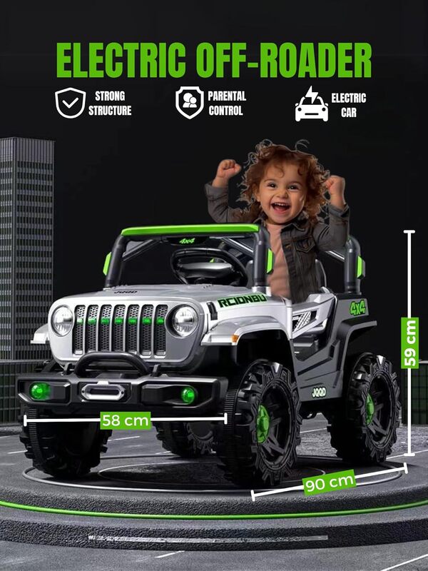 Voiture Électrique Tout Terrain pour Enfants 1-3 ans. Véhicule Télécommandé 4x4. Voiture pour Enfants avec APP de contrôle et Pédale, 2 Vitesses, 5 km/h. Chargeur Inclus, Batterie 12V, Bluetooth.