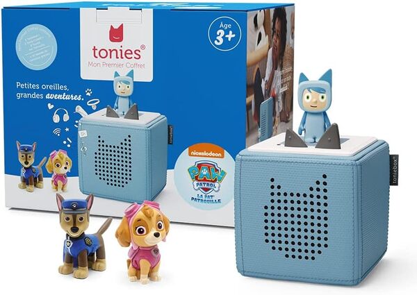 tonies Coffret Toniebox Mission avec La Pat'Patrouille Bleu, 2 Figurines Stella & Chase + 1 Créatif, boîte à Histoire et Musique pour Enfant 3-7 Ans, conteur d'histoire Robuste & Facile à Utiliser