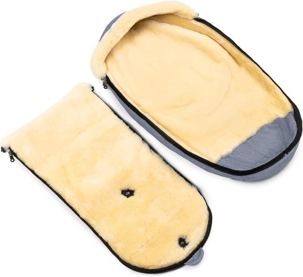 WERNER CHRIST Chancelière en peau d'agneau pour bébé - Pour petits poussettes de voyage (enfants à partir de 6 à 36 mois), en peau d'agneau médicale, bleu chiné (bleu)