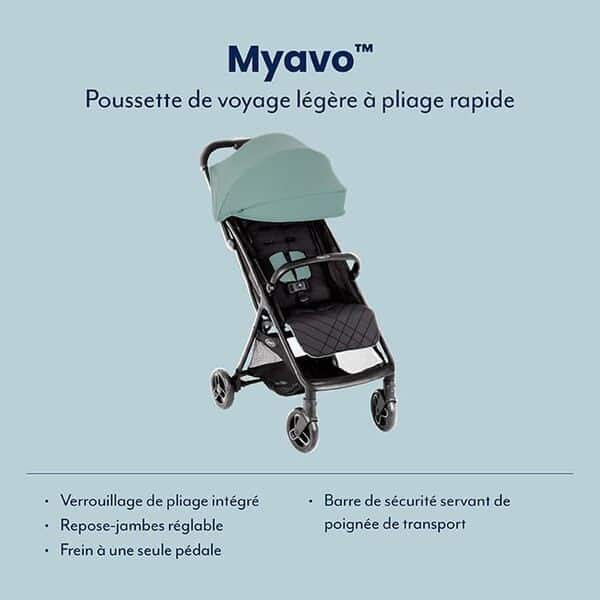 Graco Myavo Poussette de voyage légère avec pliage rapide, de la naissance à environ 4 ans (0-22 kg), se plie rapidement, tient debout une fois pliée, habillage pluie inclus, Mint