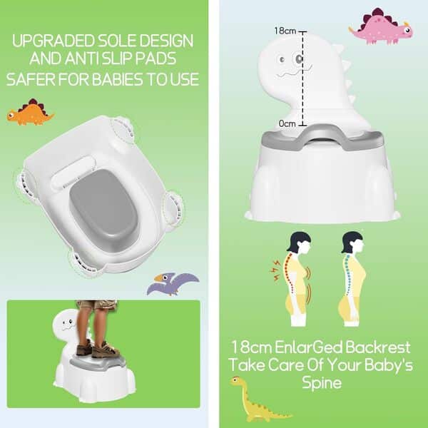 Siège de toilette d'apprentissage de la propreté pour bébé avec protection anti-éclaboussures, siège de toilette dinosaure pour enfants avec siège d'apprentissage de la propreté avec couvercle dossier