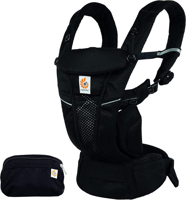 Porte-Bébé Ergobaby Omni Breeze pour nouveau-nés, de la naissance à 20,4 kg, porte-bébé ergonomique 4 positions en Mesh SoftFlex™ pour portage ventral, sur le côté et dans le dos (Onyx Black)
