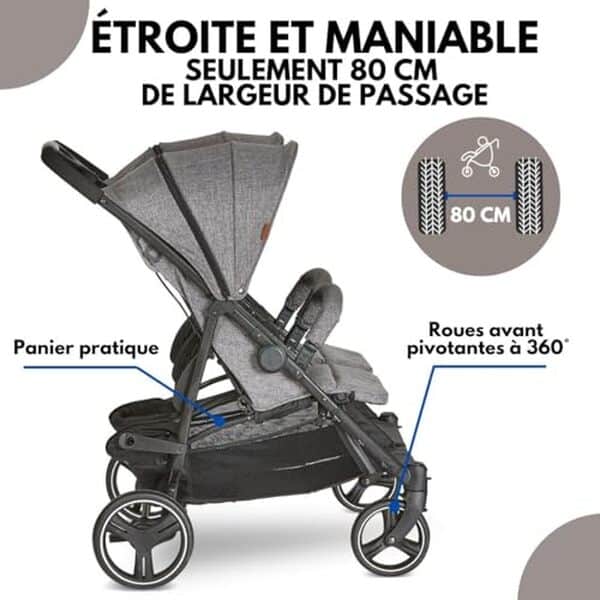 Découvrez notre test de la poussette double ABC Design Twin Circle, idéale pour jumeaux : légèreté, maniabilité et confort au rendez-vous pour vos sorties en famille.