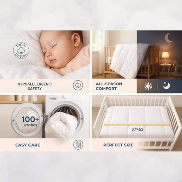 Découvrez notre test complet de la couette CIRCLESHOME conçue pour berceau : hypoallergénique, douce et sûre, elle allie confort optimal et protection contre les allergènes.