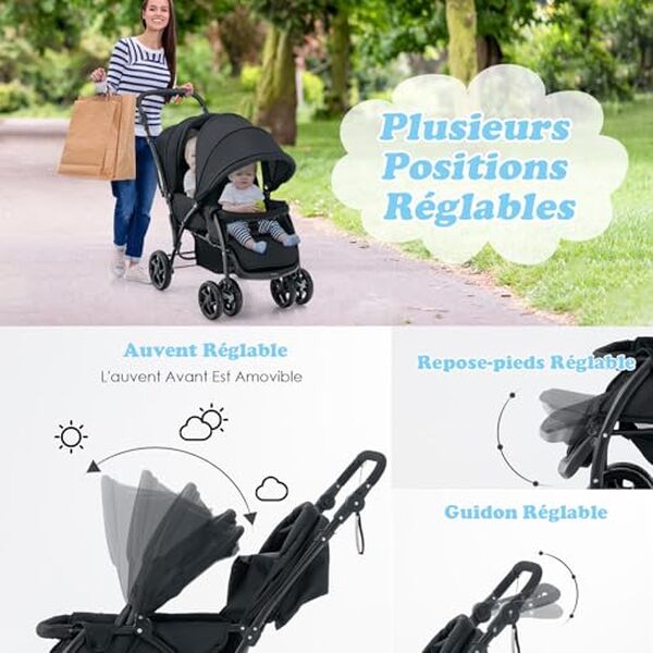 Découvrez notre analyse détaillée de la poussette tandem double Costway pliable : alliez praticité, confort et sécurité pour vos balades familiales avec cet accessoire indispensable.