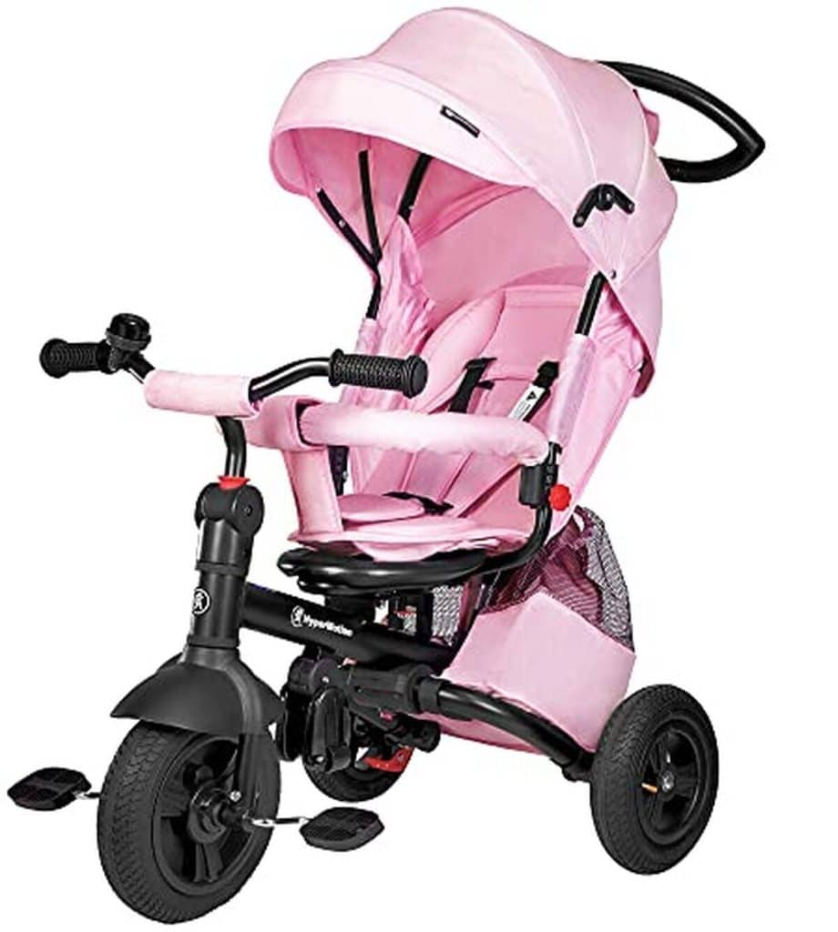 Test du tricycle évolutif HyperMotion Tobi Velar rose pour bébé