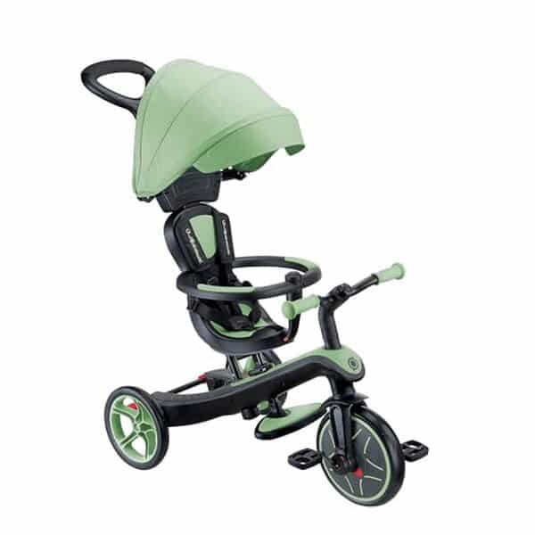 Découvrez notre avis sur le tricycle évolutif Globber Explorer 4 en 1 vert sauge : un choix idéal pour accompagner votre enfant dans ses aventures avec style et sécurité