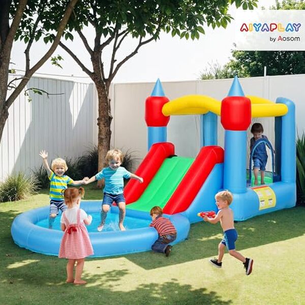 Découvrez le château gonflable AIYAPLAY 4 en 1 : activités multiples et sécurité garanties pour une aventure inoubliable des enfants