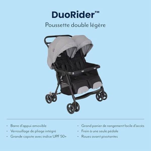 Découvrez notre test détaillé de la poussette double Graco DuoRider : légèreté, praticité et performance pour les familles avec deux enfants. 