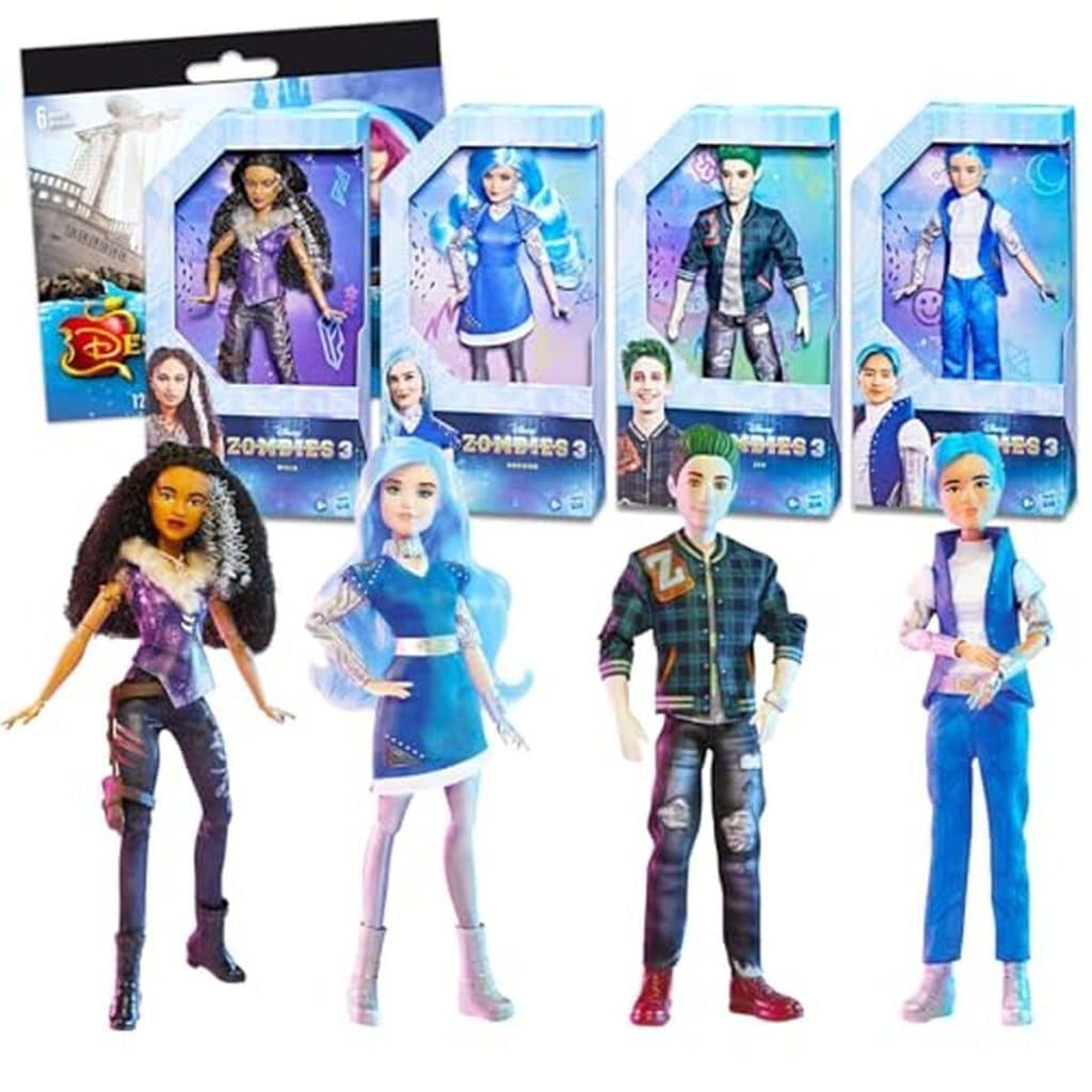 Avis sur l'ensemble de poupées Disney zombies 3 : zed, addison, a-spen et Willa avec autocollants