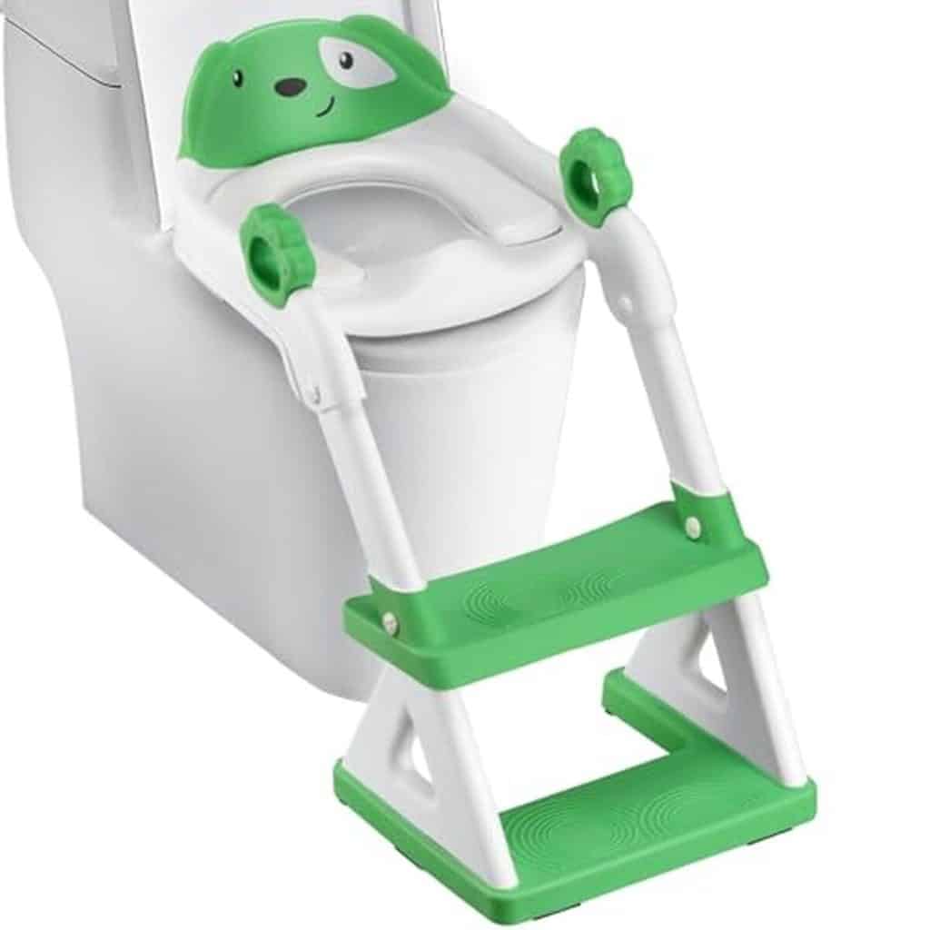 Test du siège de toilette 2 en 1 Triangle Inferieur vert : propreté et marchepied ajustables