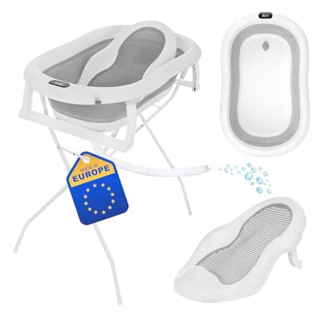 Test Primabobo : baignoire bébé pliante 80 cm avec thermomètre et coussin