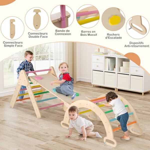 Dรฉcouvrez notre test complet de l'arche d'escalade Goplus 7 en 1 multicolore : caractรฉristiques, avantages et avis pour les enfants.