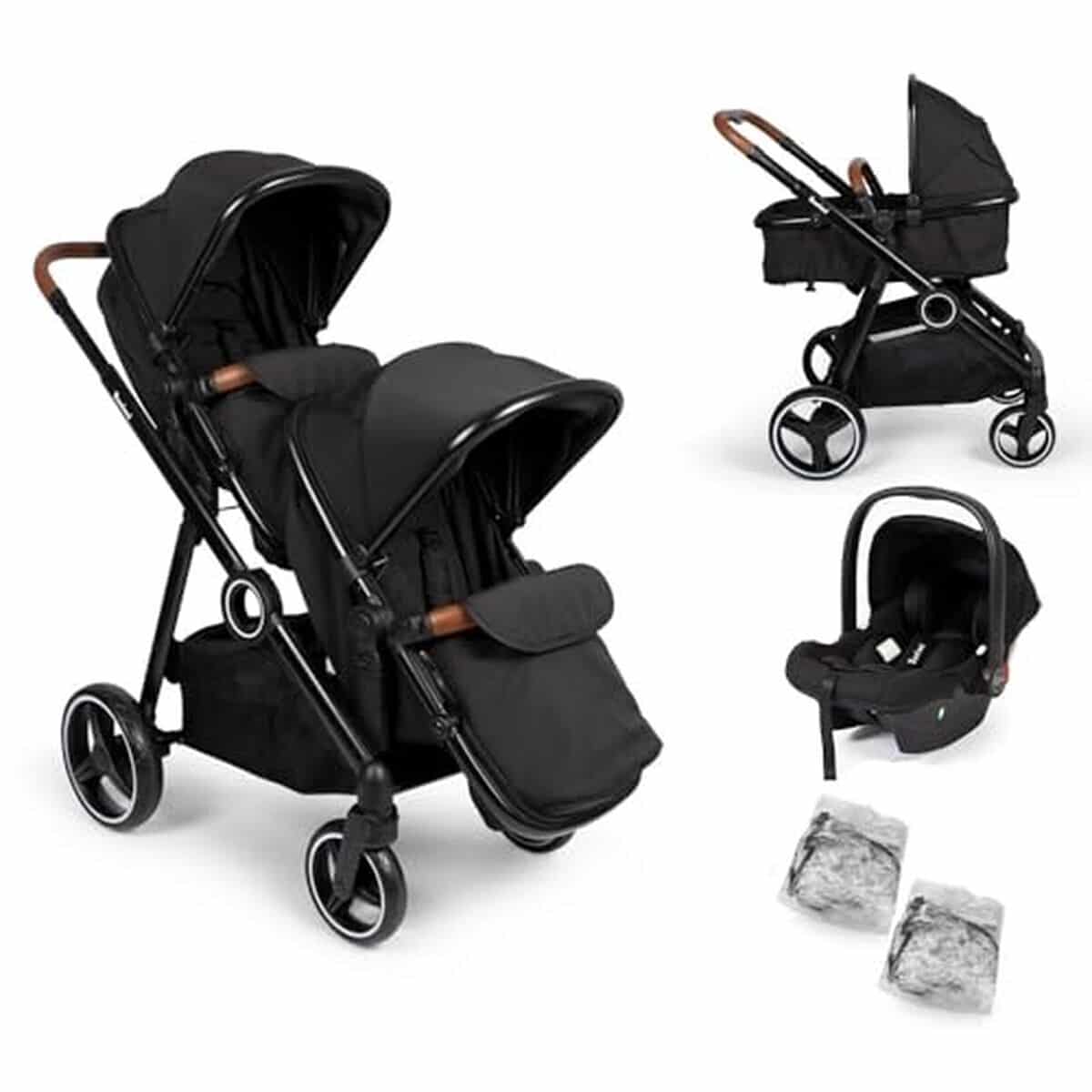 Test de la poussette double Baninni Luiz Noir 4-en-1