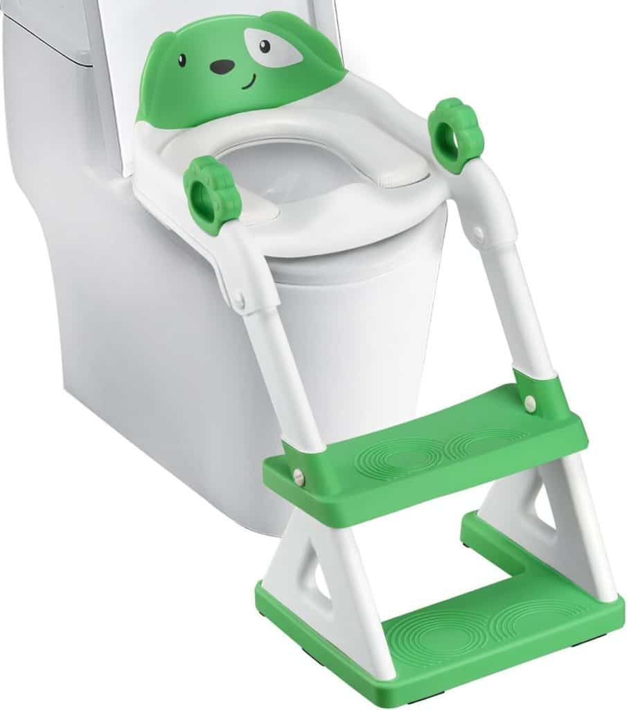 Test du siège de toilette 2 en 1 Triangle Inferieur vert : propreté et marchepied ajustables