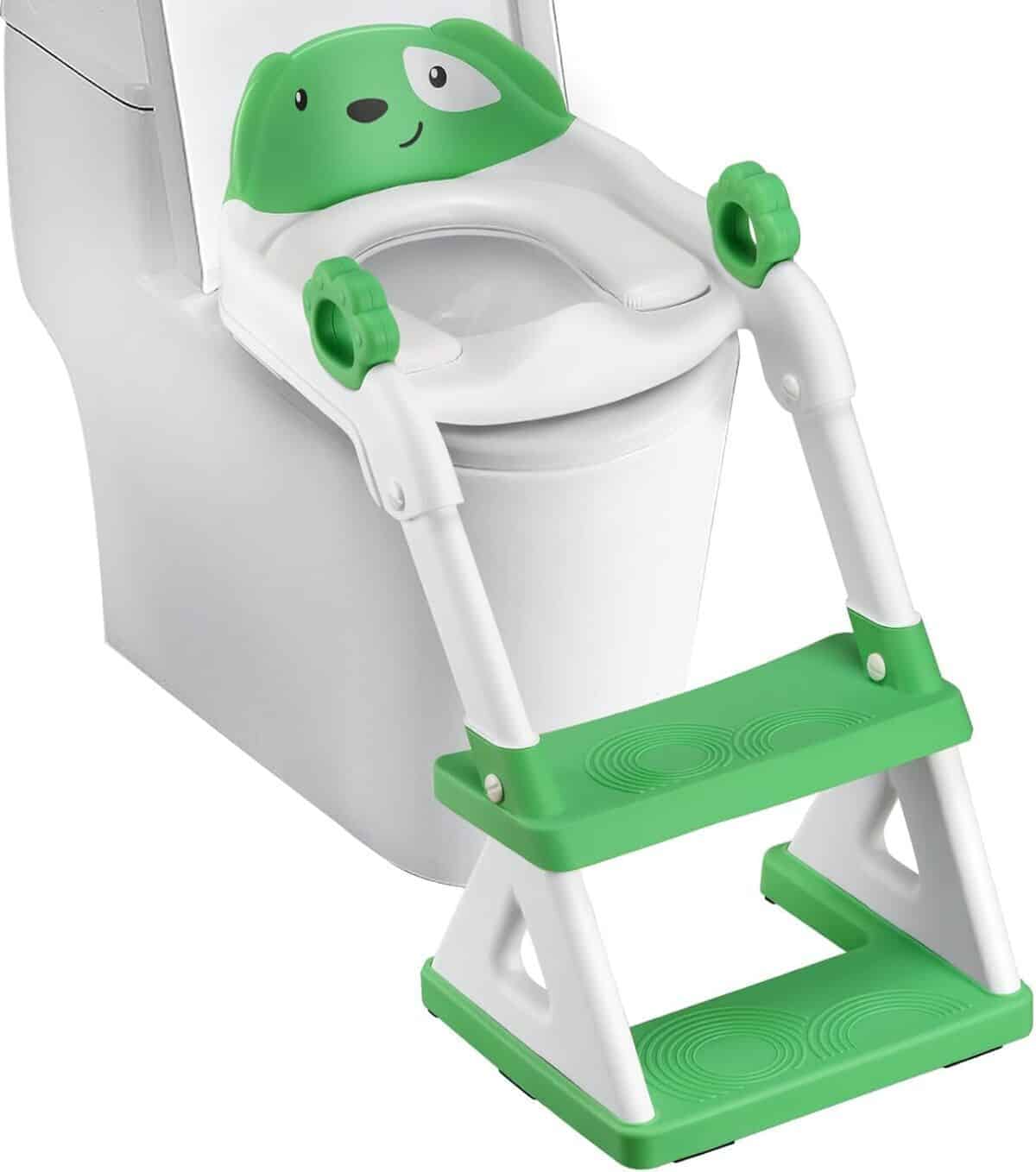 Test du siège de toilette 2 en 1 Triangle Inferieur vert : propreté et marchepied ajustables